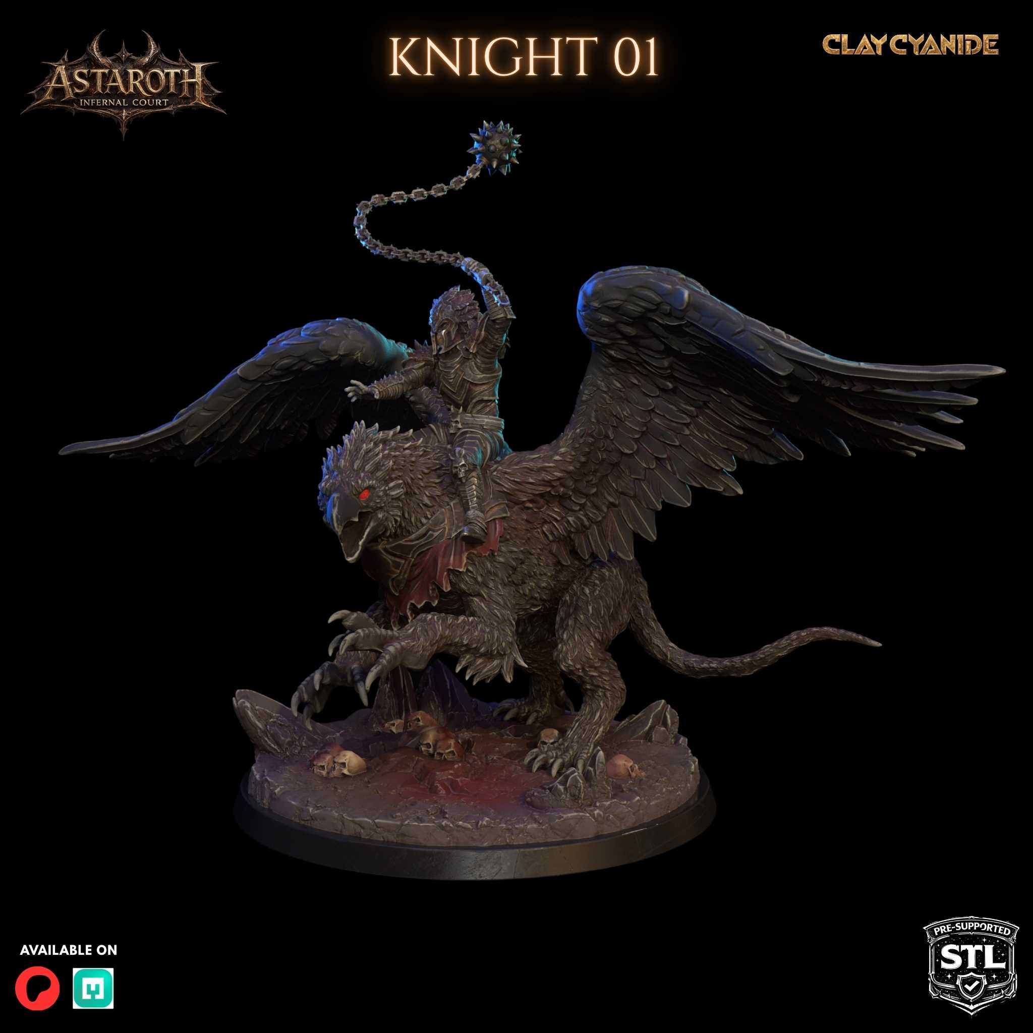 Astaroth Knight miniature STL — Clay Cyanide Legion of Astaroth villain set